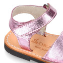 METAL Leather Menorquina sandals with flexible outsole and hook and loop strap.