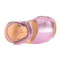 METAL Leather Menorquina sandals with flexible outsole and hook and loop strap.