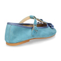 T-strap little Mary Jane shoes with bow in Soft suede leather.