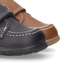 Washable leather boat shoes laceless for little kids.