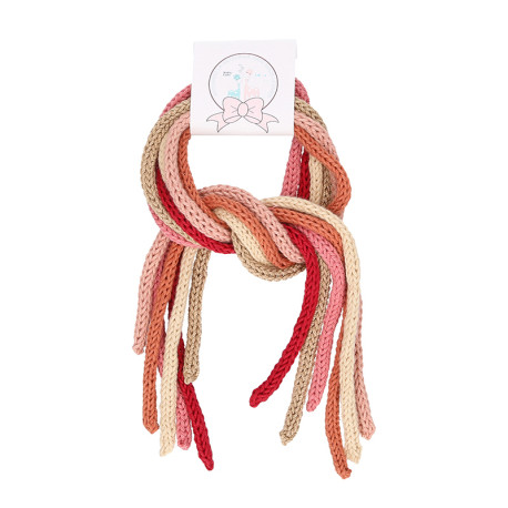 Pack of six earth colored wool laces for girl's hair.