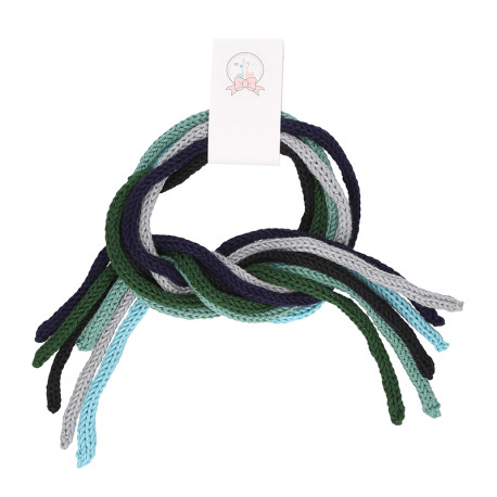 Pack of six water colored wool laces for girl's hair.