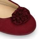 Dress cotton canvas ballet flats with flower design.