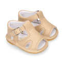 Soft Nappa leather sandals with buckle fastening for baby boys.