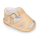 Soft Nappa leather sandals with buckle fastening for baby boys.