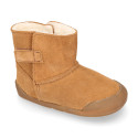 BLANDITOS kids bootie laceless in suede leather with warm lining.