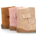 BLANDITOS kids bootie laceless in suede leather with warm lining.