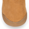 BLANDITOS kids bootie laceless in suede leather with warm lining.