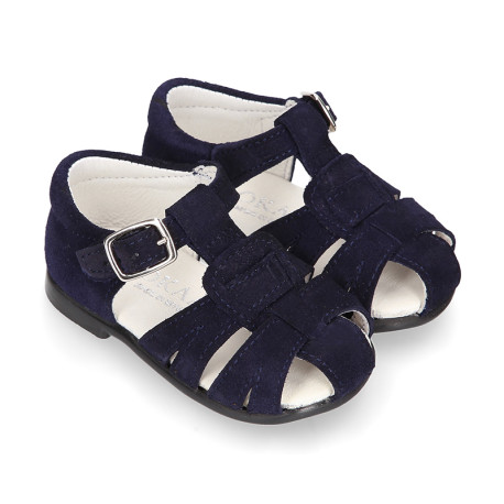 New suede leather sandals for little boys.