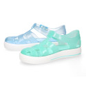 Tennis style kids jelly shoes for the Beach and Pool.