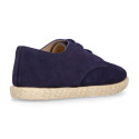 Suede leather kids oxford shoes espadrille style.