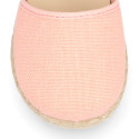 Salmon Linen canvas girl espadrille shoes special ceremony.