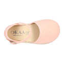 Salmon Linen canvas girl espadrille shoes special ceremony.