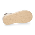 Plumeti linen canvas girl espadrille shoes for ceremony with flower design.