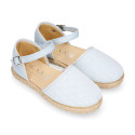 Plumeti linen canvas girl espadrille shoes for ceremony.