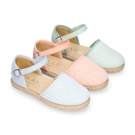 Plumeti linen canvas girl espadrille shoes for ceremony.