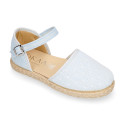 Plumeti linen canvas girl espadrille shoes for ceremony.