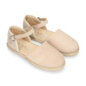 Suede leather girl espadrille shoes.