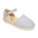 Suede leather girl espadrille shoes.