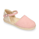 Suede leather girl espadrille shoes.