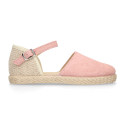 Suede leather girl espadrille shoes.