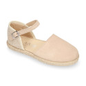 Suede leather girl espadrille shoes.