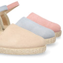 Suede leather girl espadrille shoes.