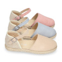 Suede leather girl espadrille shoes.