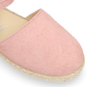 Suede leather girl espadrille shoes.