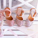 GLITTER Suede Leather wooden Girl Sandal shoes CLOG style.