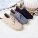 Suede leather kids oxford shoes espadrille style.