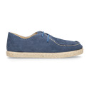 Suede leather kids nautical shoes espadrille style.