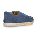 Suede leather kids nautical shoes espadrille style.