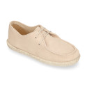 Suede leather kids nautical shoes espadrille style.