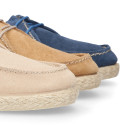 Suede leather kids nautical shoes espadrille style.