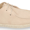 Suede leather kids nautical shoes espadrille style.