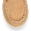 Suede leather kids nautical shoes espadrille style.