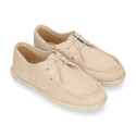 Suede leather kids nautical shoes espadrille style.