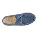 Suede leather kids nautical shoes espadrille style.