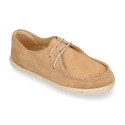 Suede leather kids nautical shoes espadrille style.