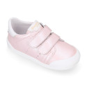 BLANDITOS kids sneakers laceless in laminated nappa leather.