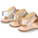 Kids Okaa Flex Menorquina sandal in shiny leather.