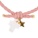 Elastic girl bracelets with cross and golden star.