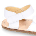 Kids Okaa Flex Menorquina sandal in nappa leather with Mouse design.