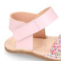 Kids Okaa Flex Menorquina sandal in glitter leather.