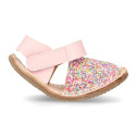 Kids Okaa Flex Menorquina sandal in glitter leather.