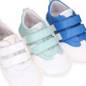 BLANDITOS kids sneakers laceless in combined soft nappa leather for large sizes.