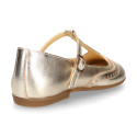 Girl T-BAR Mary Jane shoes in gold Nappa leather.