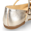 Girl T-BAR Mary Jane shoes in gold Nappa leather.