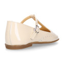 Girl T-BAR Mary Jane shoes in Ivory patent nappa leather.